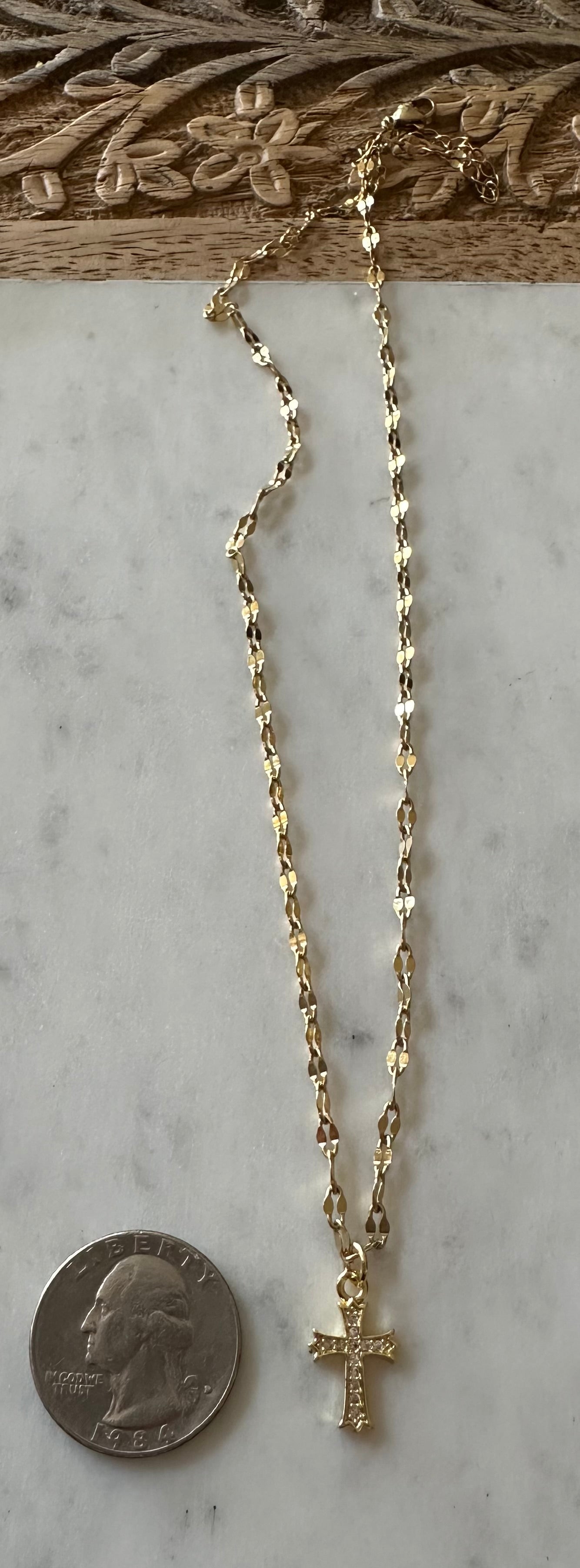 Stainless Steel Necklace with Real 18k Gold Plated Cross