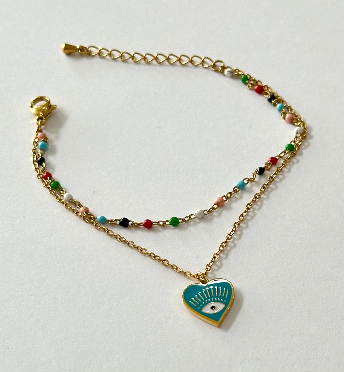 Heart with Eye Charm Bracelet