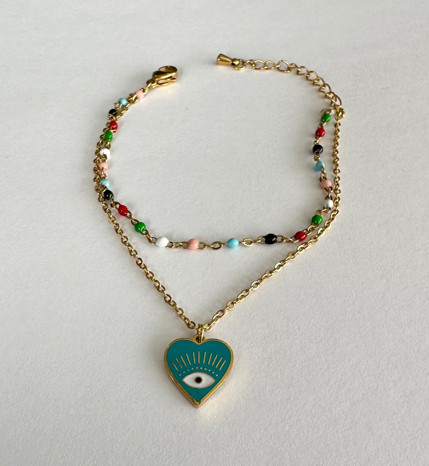 Heart with Eye Charm Bracelet