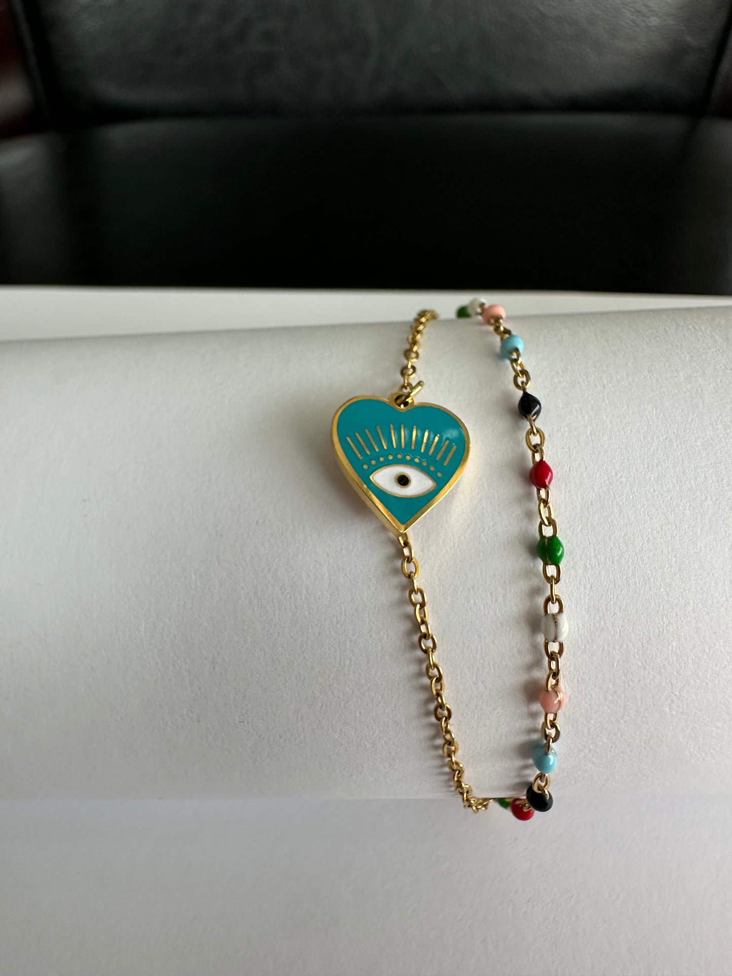 Heart with Eye Charm Bracelet