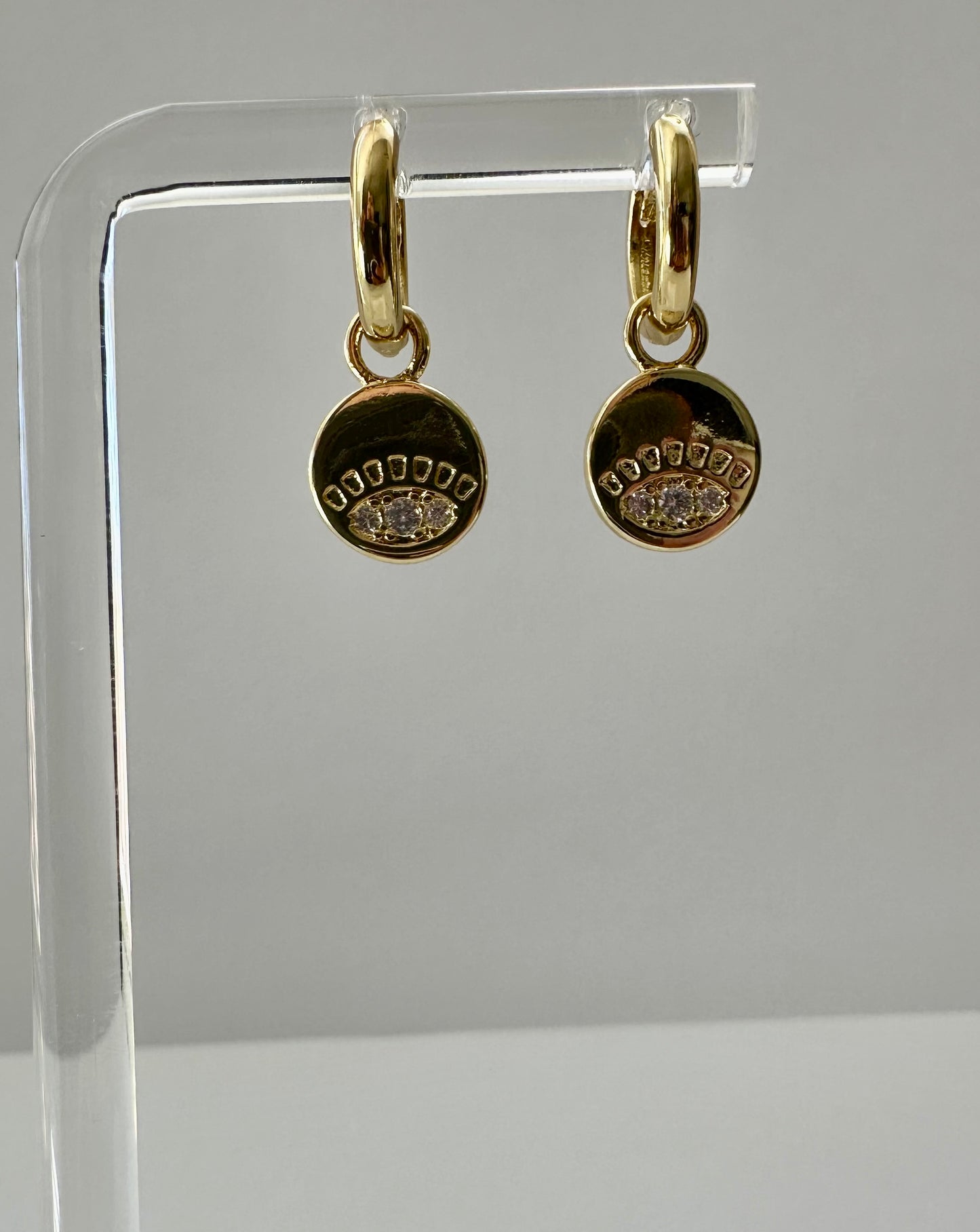 Evil Eye Dangle Hoop Earrings