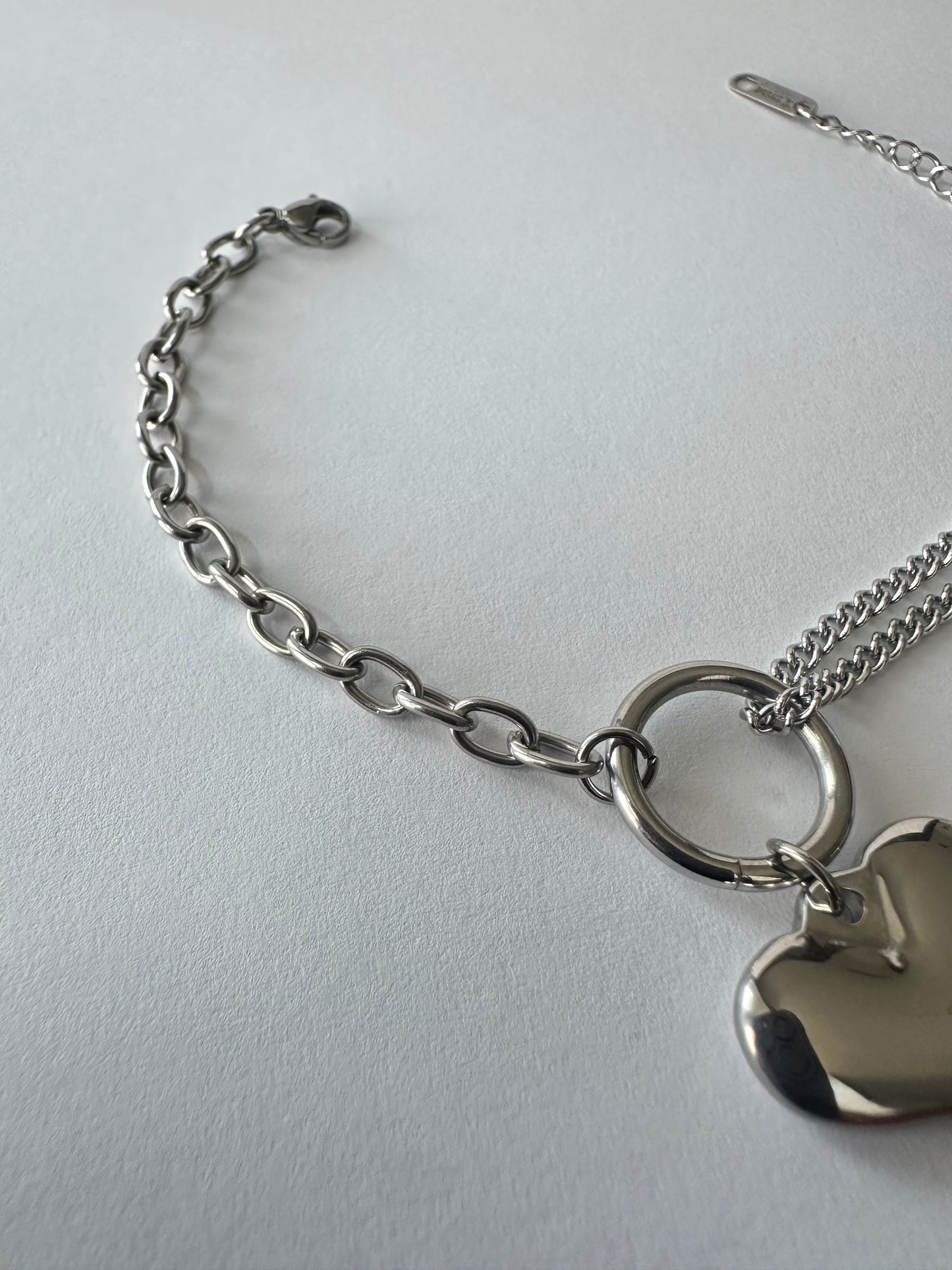 Stainless Steel Heart Charm Bracelet