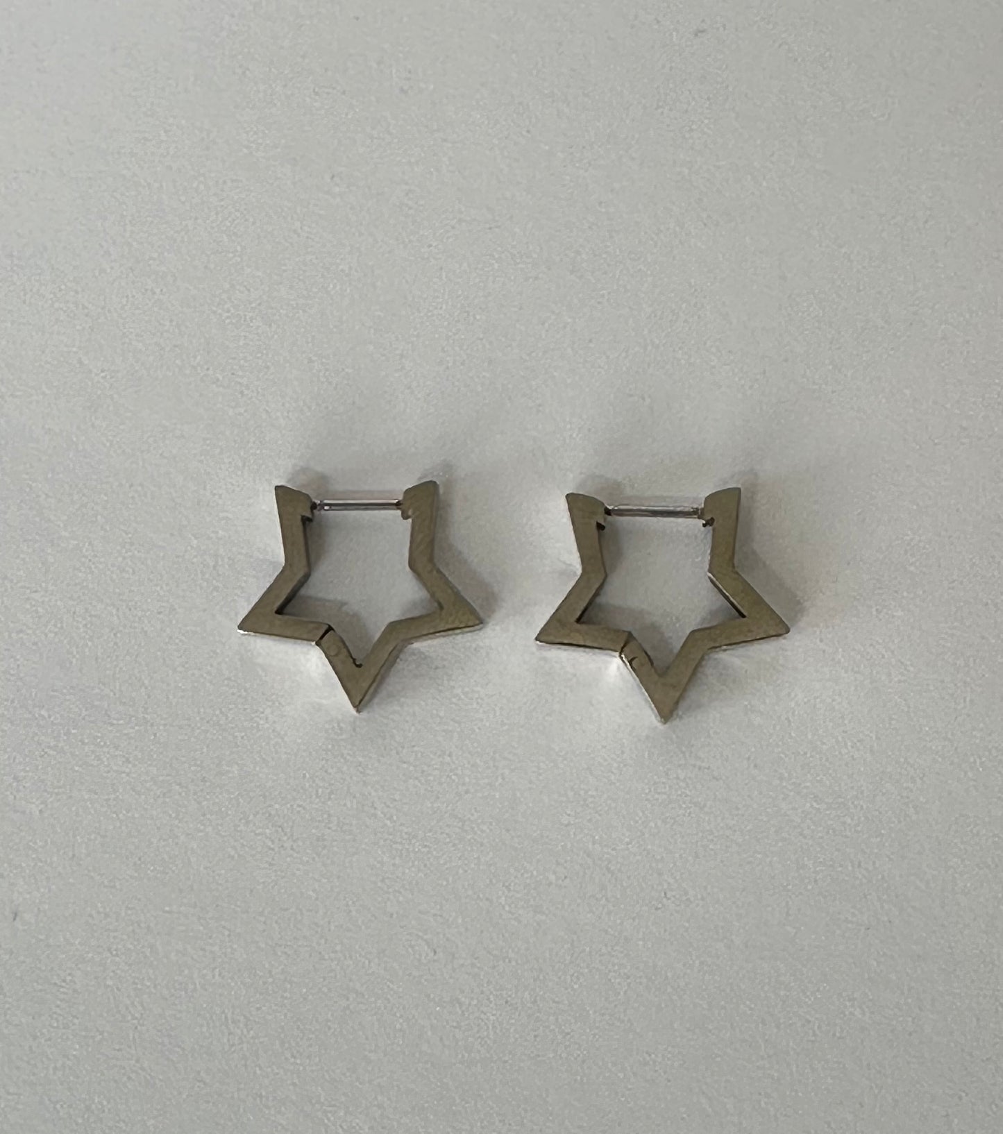 Stainless Steel Star Hoop Earrings