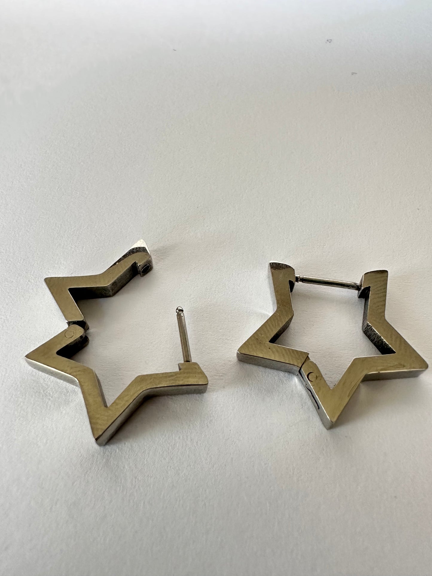 Stainless Steel Star Hoop Earrings