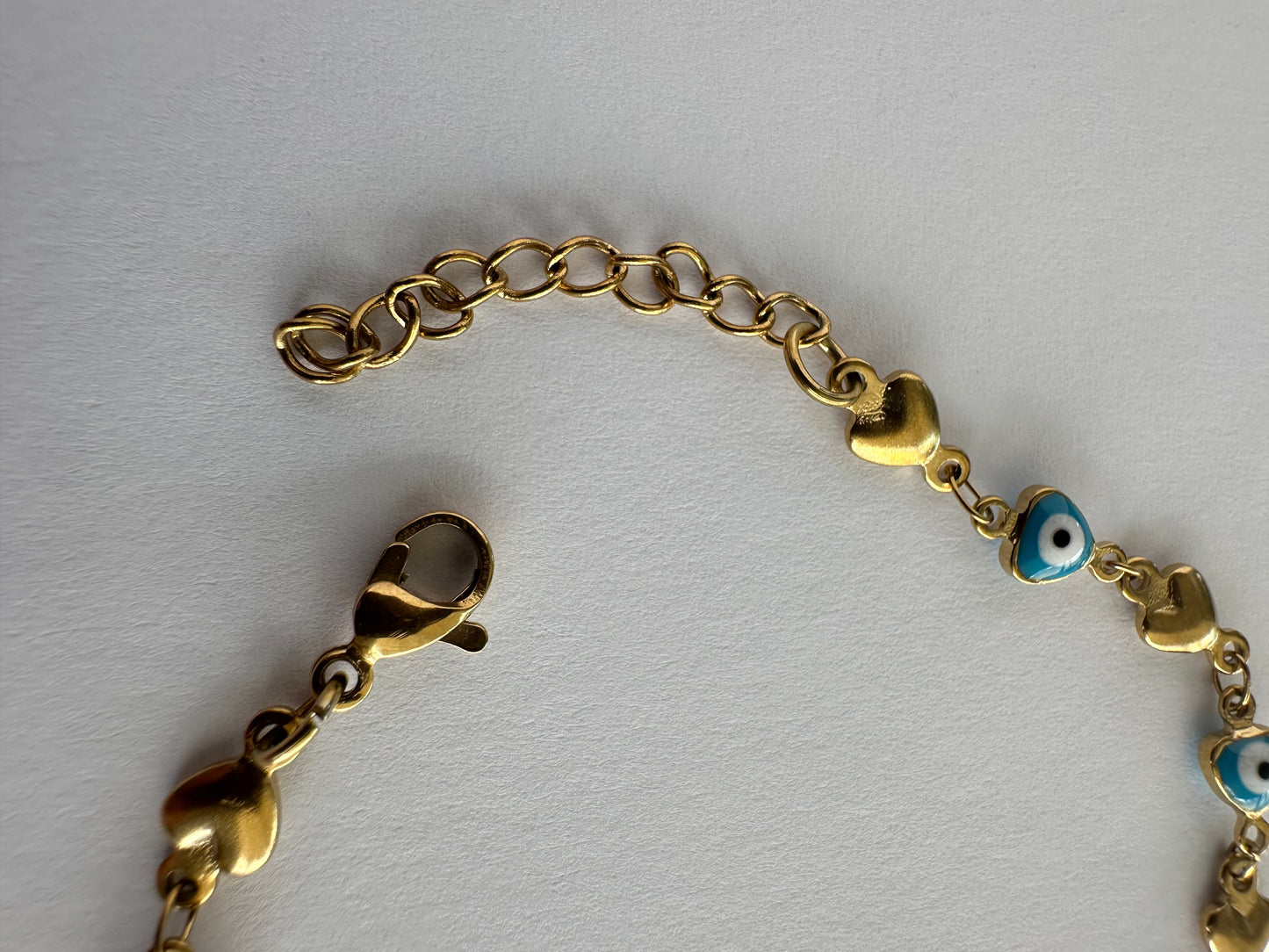 Stainless Steel Heart with Blue Evil Eye Bracelet