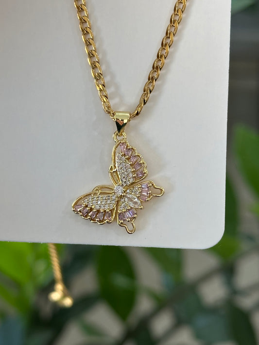 Stainless Steel Necklace with Butterfly Charm