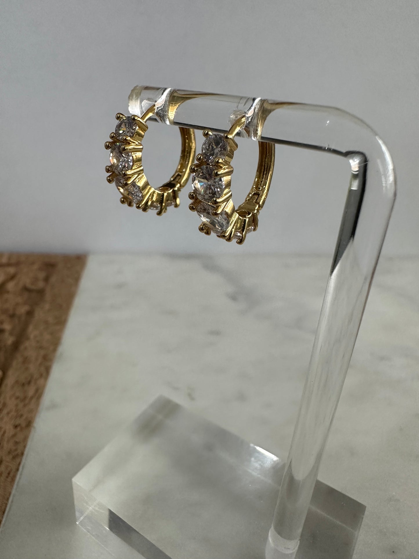 Cubic zirconia Huggie Hoop Earrings